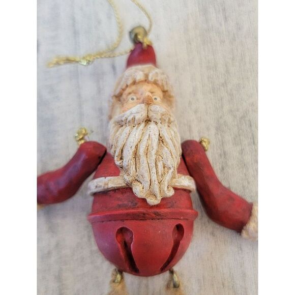 Rustic Santa Claus Bell jointed ornament Xmas decor - Picture 2 of 3